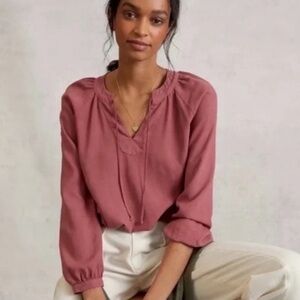 Cloth & Stone Anthropologie Becky Blouse, Wine, Size M